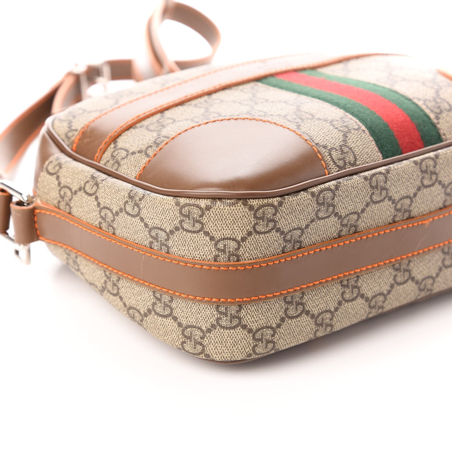 GG Supreme Monogram Web Medium Shoulder Bag Brown
