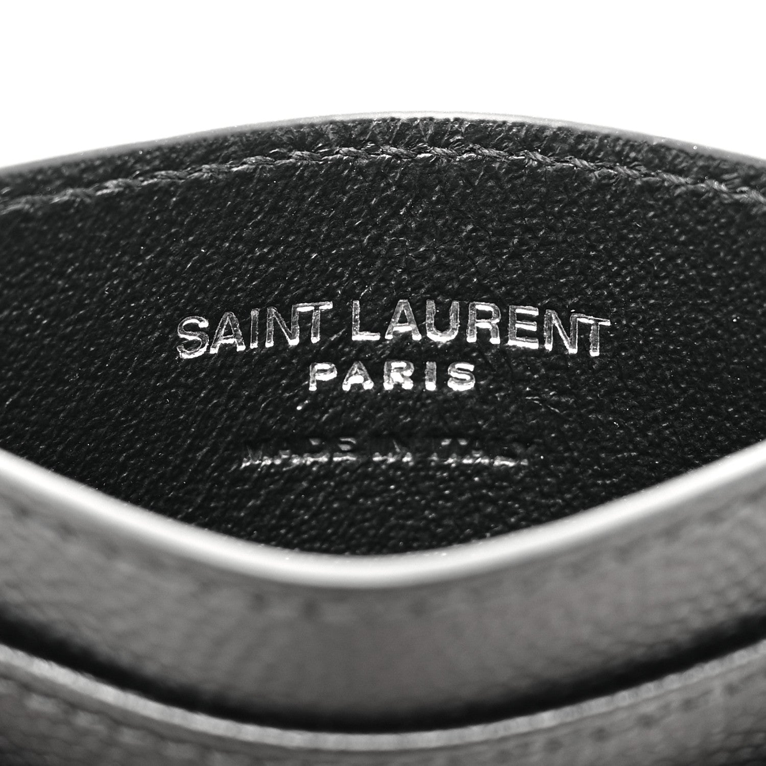 Saint Laurent Grain De Poudre Matelasse Chevron Monogram Credit Card Case Black 6 of 7