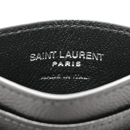 Saint Laurent Grain De Poudre Matelasse Chevron Monogram Credit Card Case Black 6 of 7