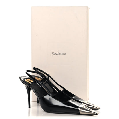 Saint Laurent Smooth Calfskin Jeanne 90 Slingback Pumps 38.5 Black 10 of 10