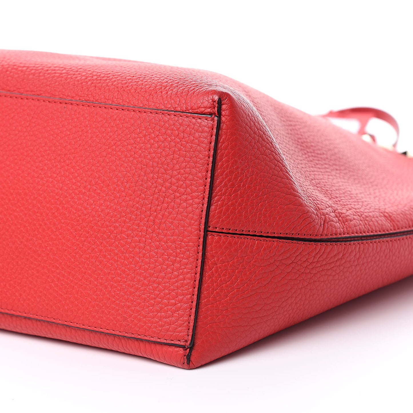 Grained Calfskin Rockstud Shoulder Tote Rouge Pur