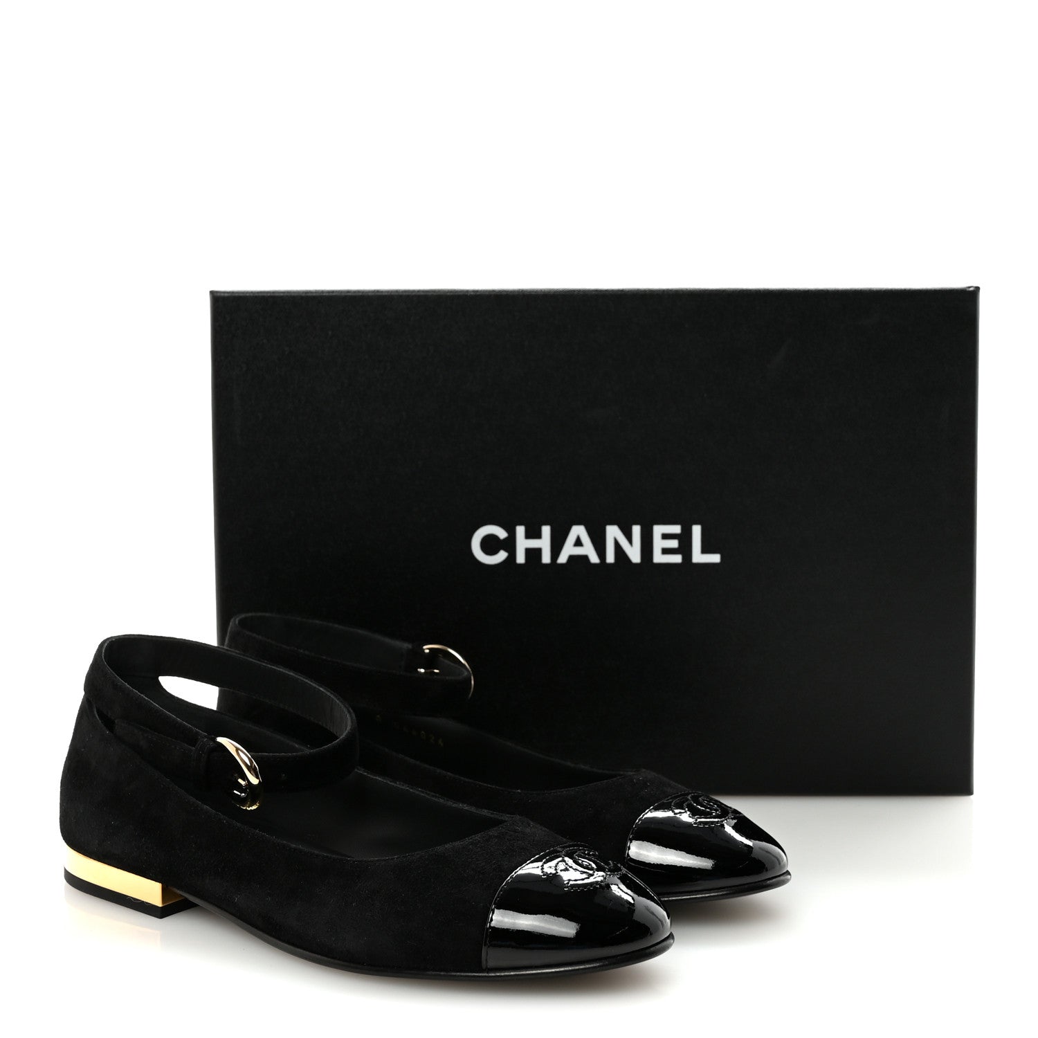 Chanel Suede Patent Cap Toe CC Mary Jane Flats 37 Black 10 of 10
