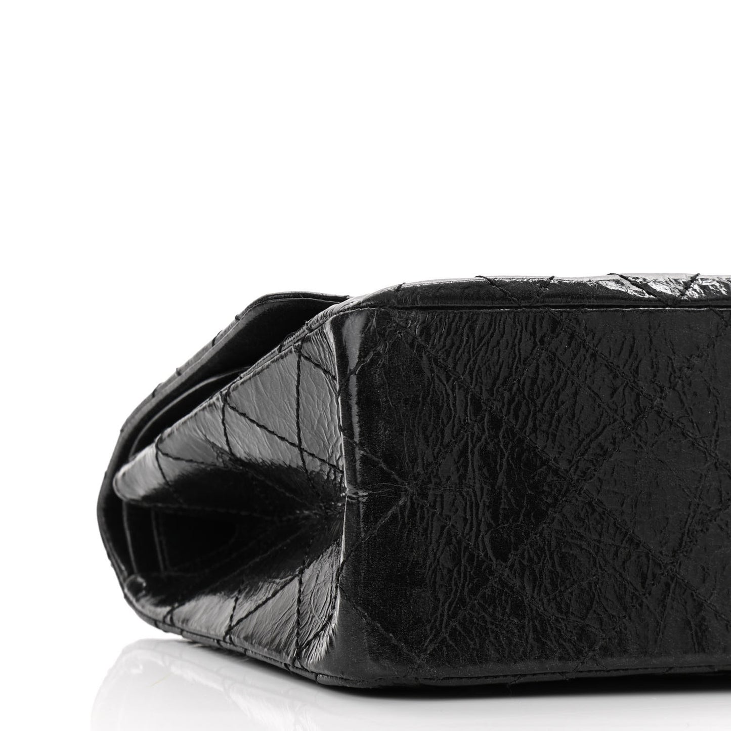 Glazed Aged Calfskin Quilted 2.55 Reissue 227 Flap Black