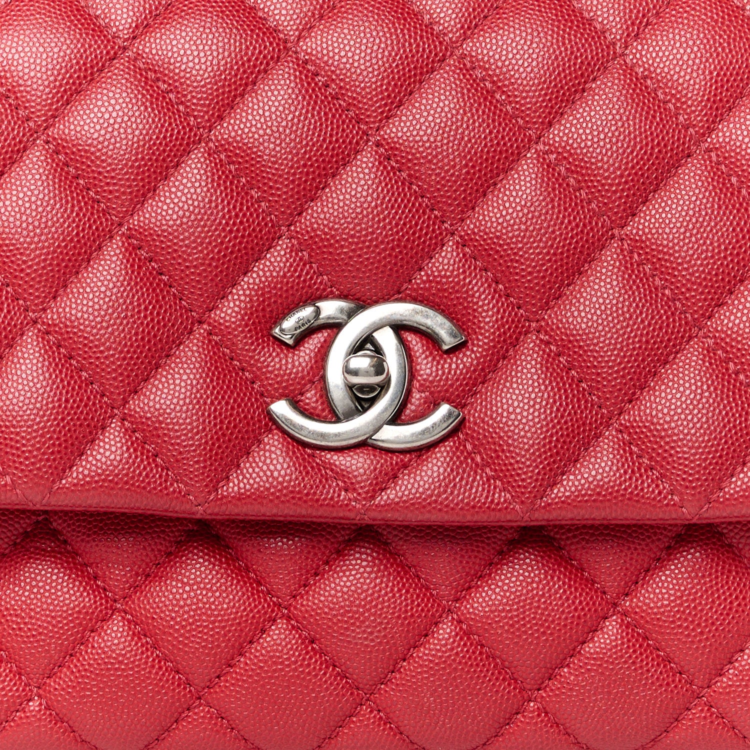 Chanel Caviar Quilted Small Coco Handle Flap Red 9 of 14