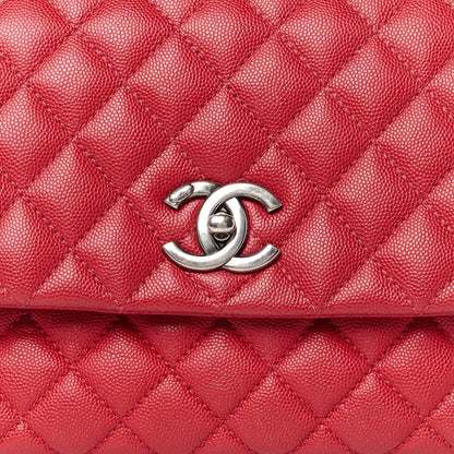 Chanel Caviar Quilted Small Coco Handle Flap Red 9 of 14