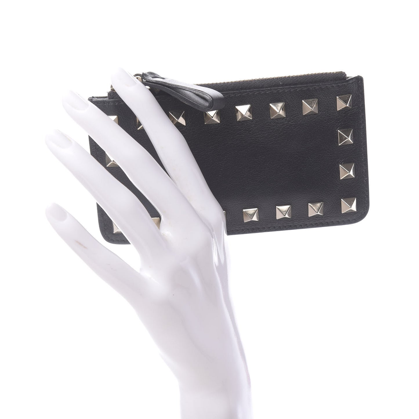 Vitello Rockstud Key Coin Case Card Holder Black