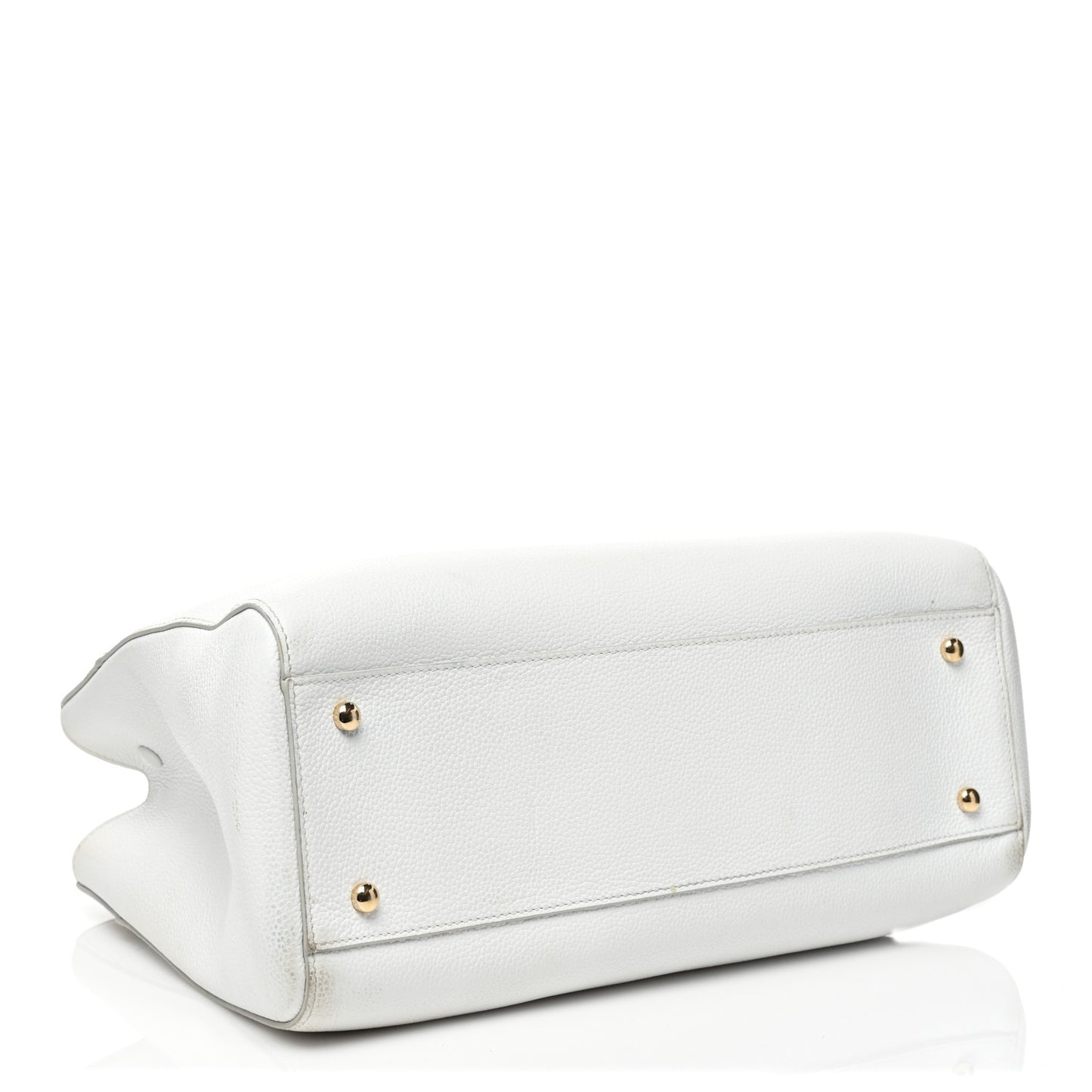 Grained Calfskin Small Neo Executive Shopper Tote White