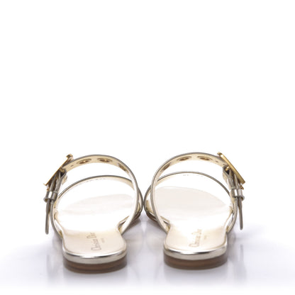 Christian Dior Laminated Calfskin D-Dior Slide Sandals 37.5 Pale Gold 5 of 12