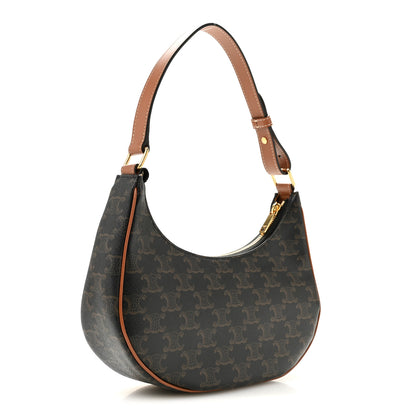 Celine Triomphe Canvas Calfskin Ava Shoulder Bag Tan 3 of 11