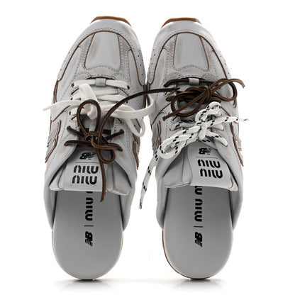Miu Miu X NEW BALANCE Bleached Calfskin 530 SL Slip-On Sneakers Mules 40 White 2 of 9