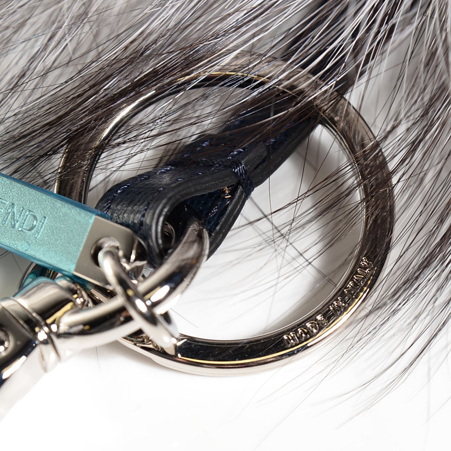 Silver Fox Fur Vitello Elite Monster Bag Bug Cube Charm Multicolor