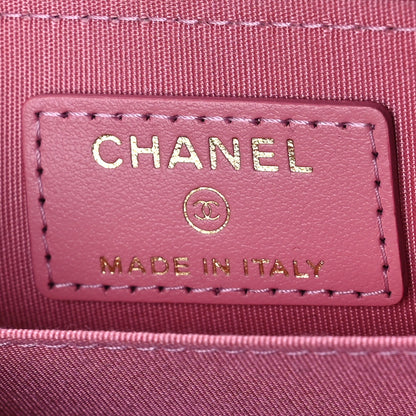 Chanel Caviar Quilted Boy Zip Around Coin Purse Wallet Pink 6 of 10