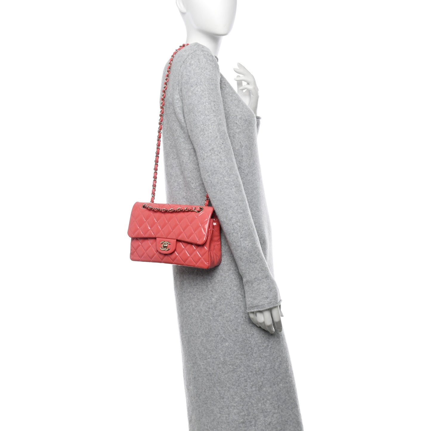 Patent Small Double Flap Pink