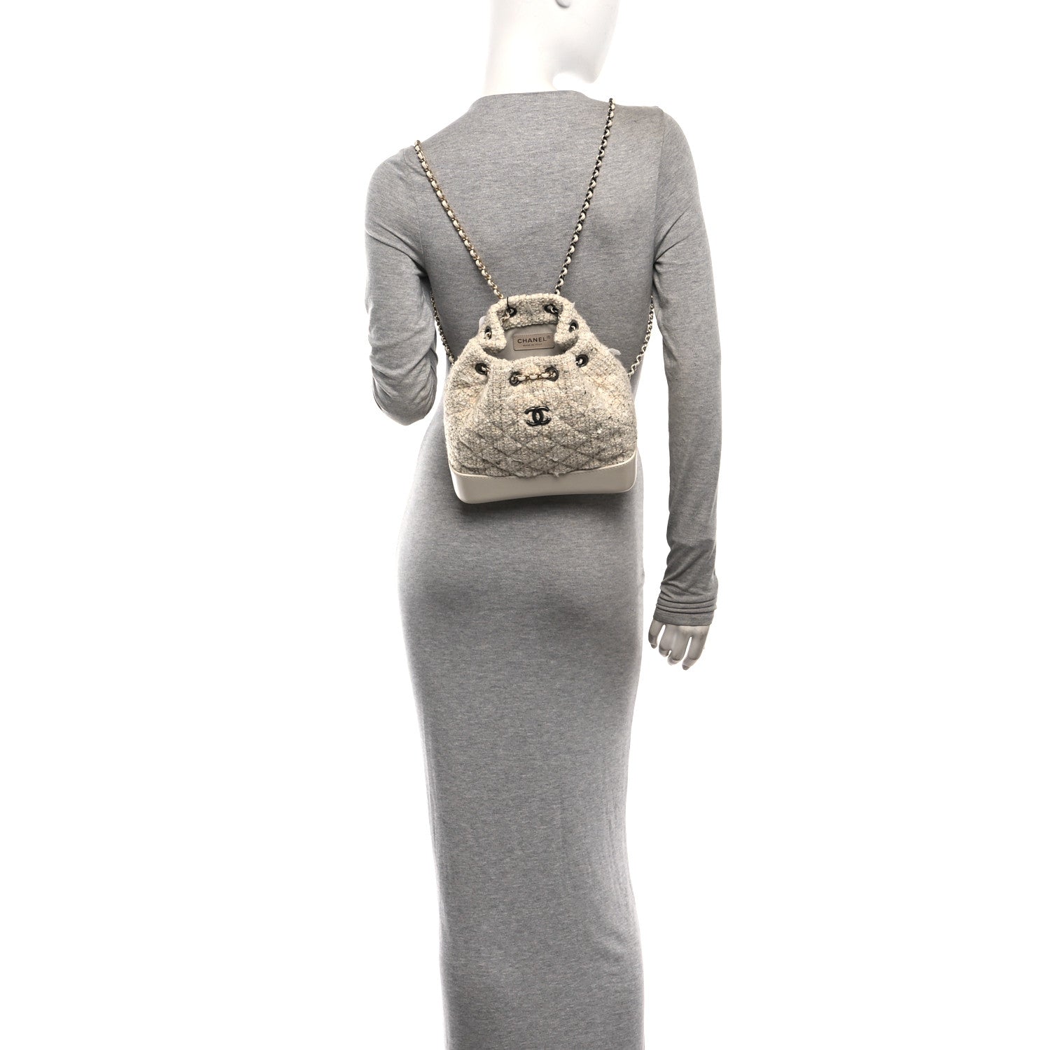 Chanel Tweed Calfskin Quilted Gabrielle Backpack Ivory 2 of 10