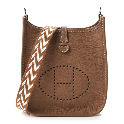 Hermes Taurillon Clemence Allegro Evelyne TPM Gold Cornaline White 1 of 10