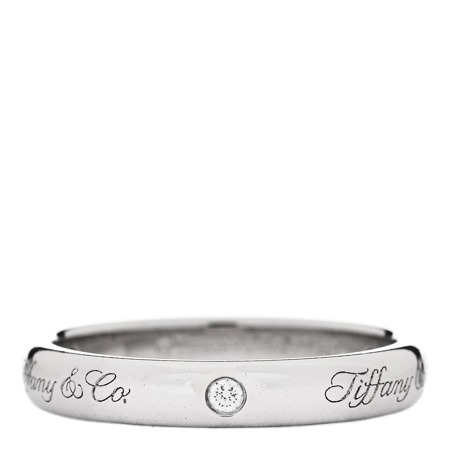 Tiffany Platinum Diamond 3mm Notes Ring 49 5 1 of 5