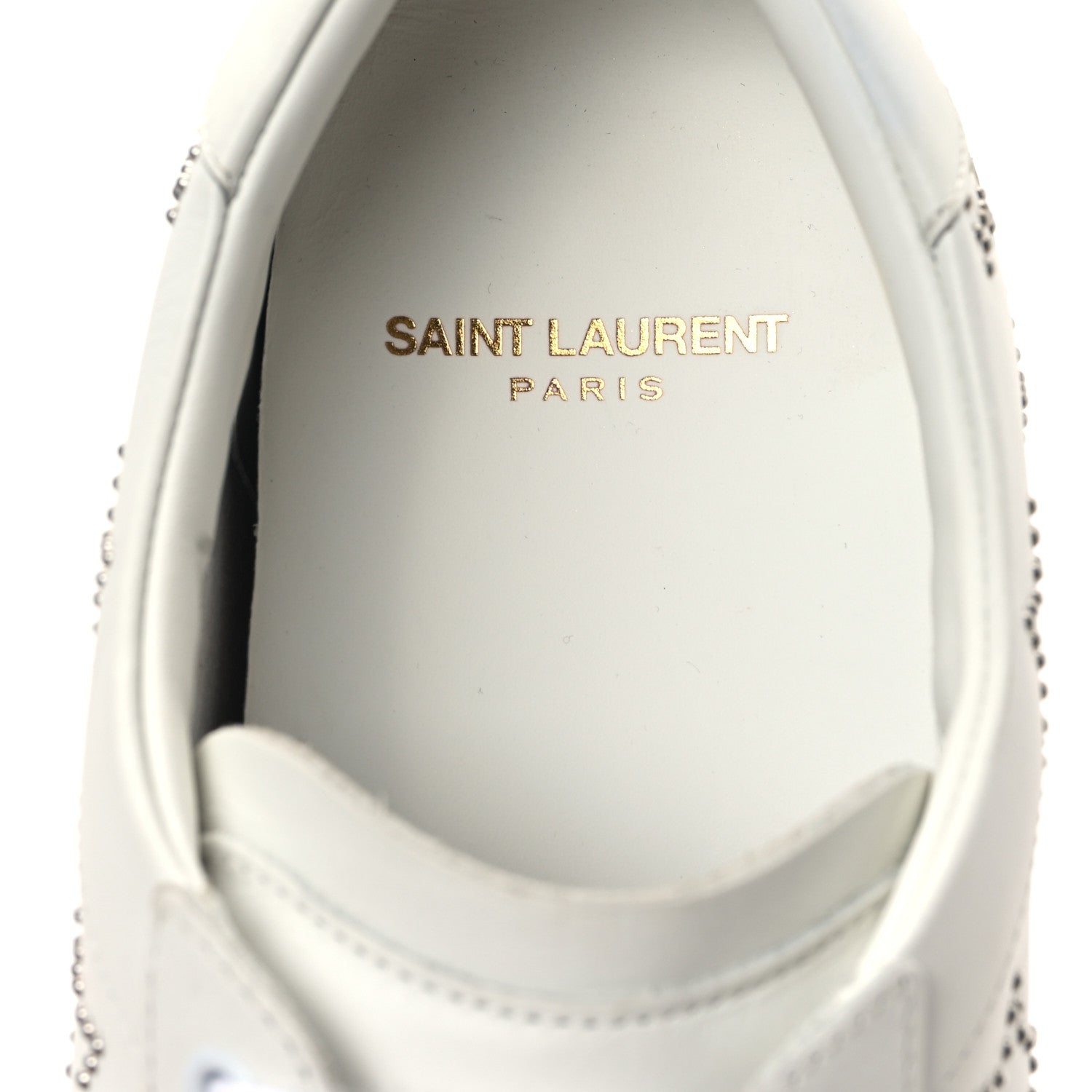 Saint Laurent Calfskin Studded Star Court Sneakers 41 White 7 of 9