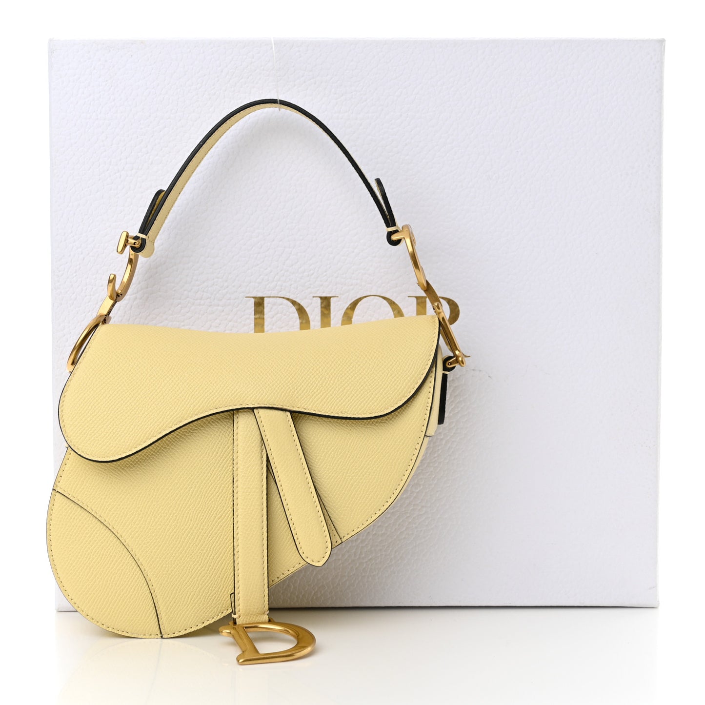Grained Calfskin Mini Saddle Bag Yellow