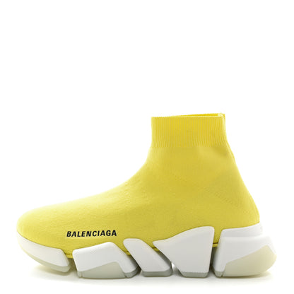 Balenciaga Technical 3D Recycled Knit Womens Speed 2.0 Transparent Sole Sneakers 38 Light Yellow 1 of 9