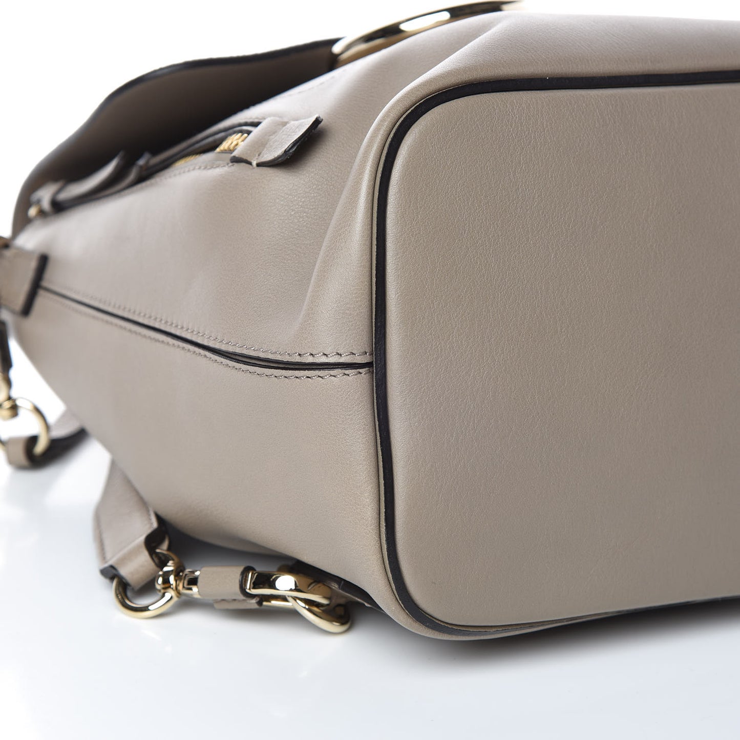 Suede Calfskin Small Faye Backpack Motty Grey