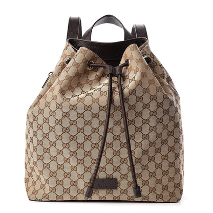 Gucci Monogram Dollar Calfskin O Drawstring Backpack Beige Ebony Testa di Moro Dark Chocolate 1 of 10
