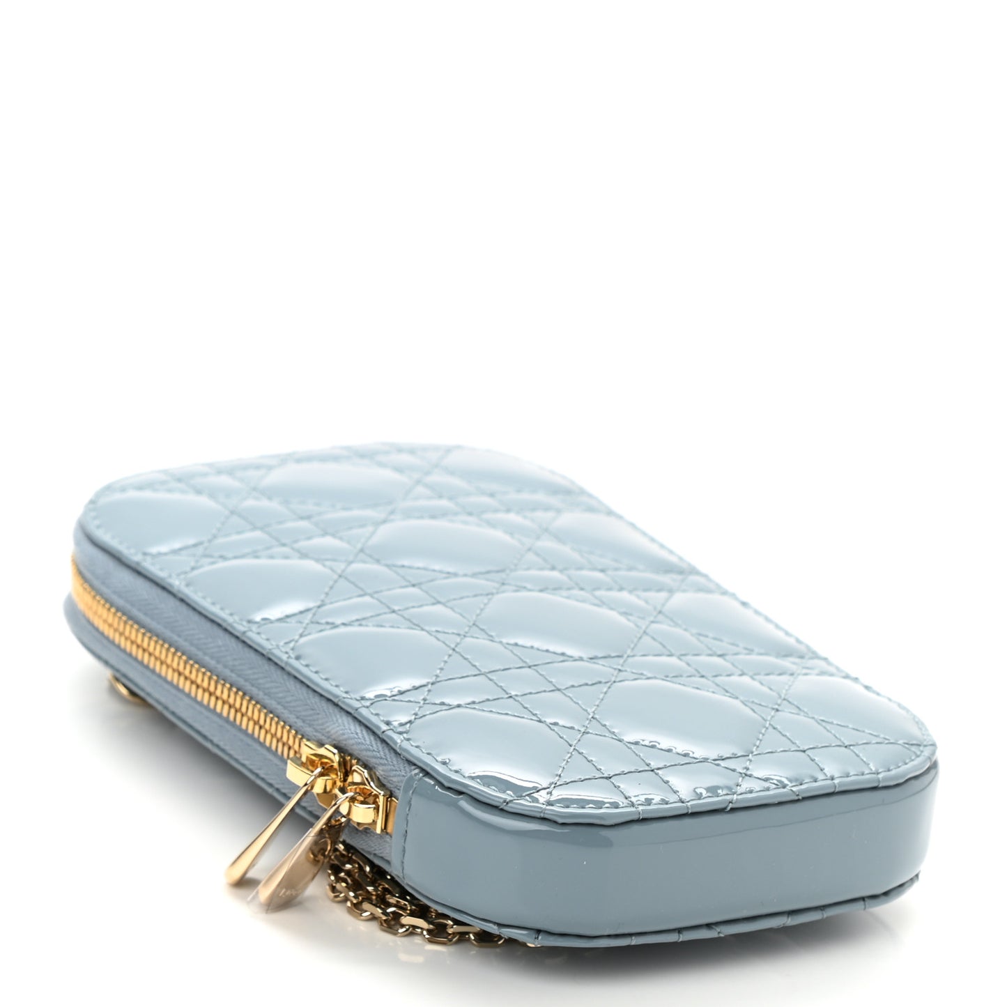 Patent Cannage Lady Dior Phone Holder Cloud Blue