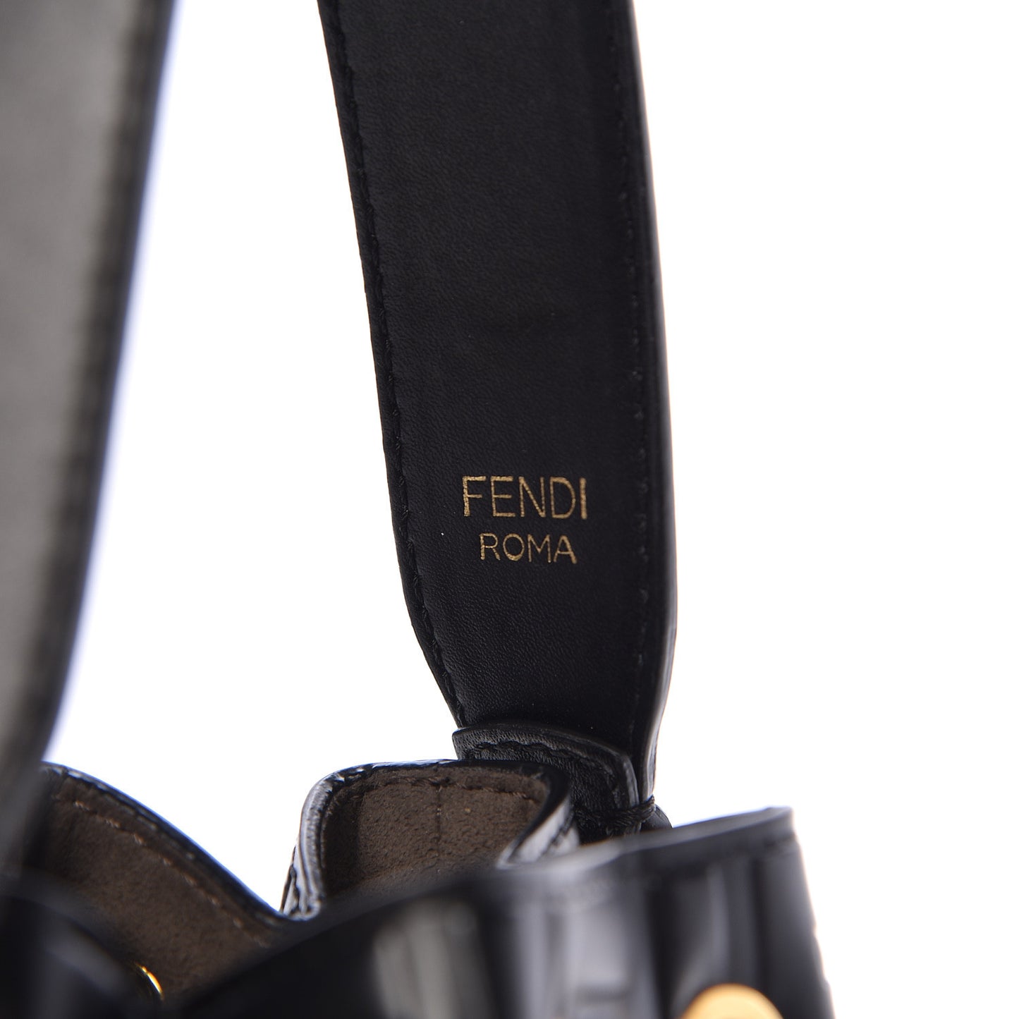 Vitello Liberty F is Fendi FF 1974 Embossed Mini Mon Tresor Bucket Bag Black