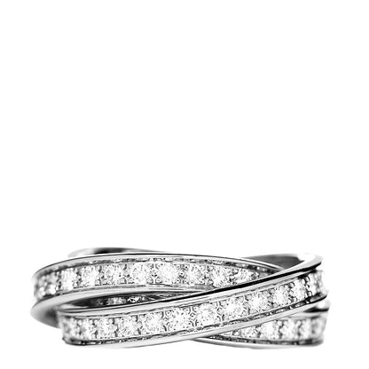 Cartier 18K White Gold Diamond Trinity Ring 51 5.75 1 of 5
