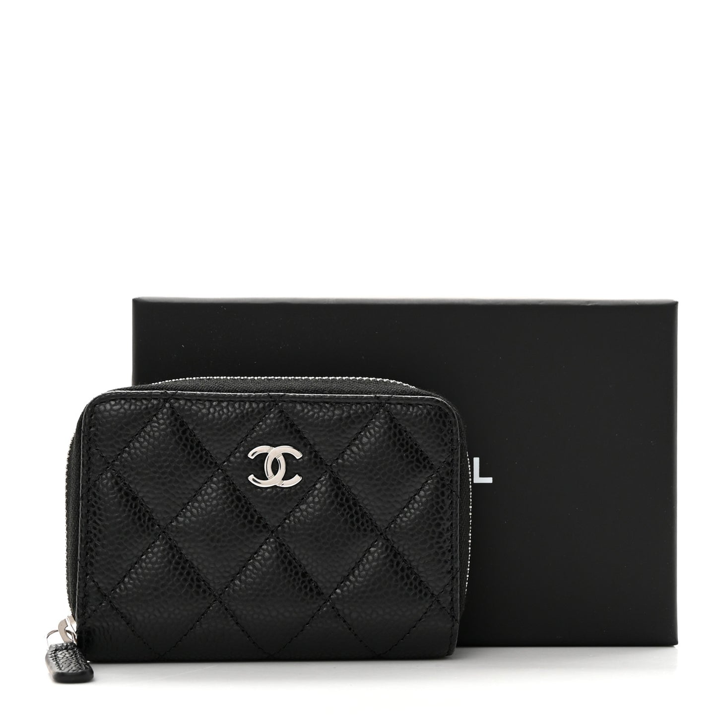 Quilted Zip Coin Purse Black