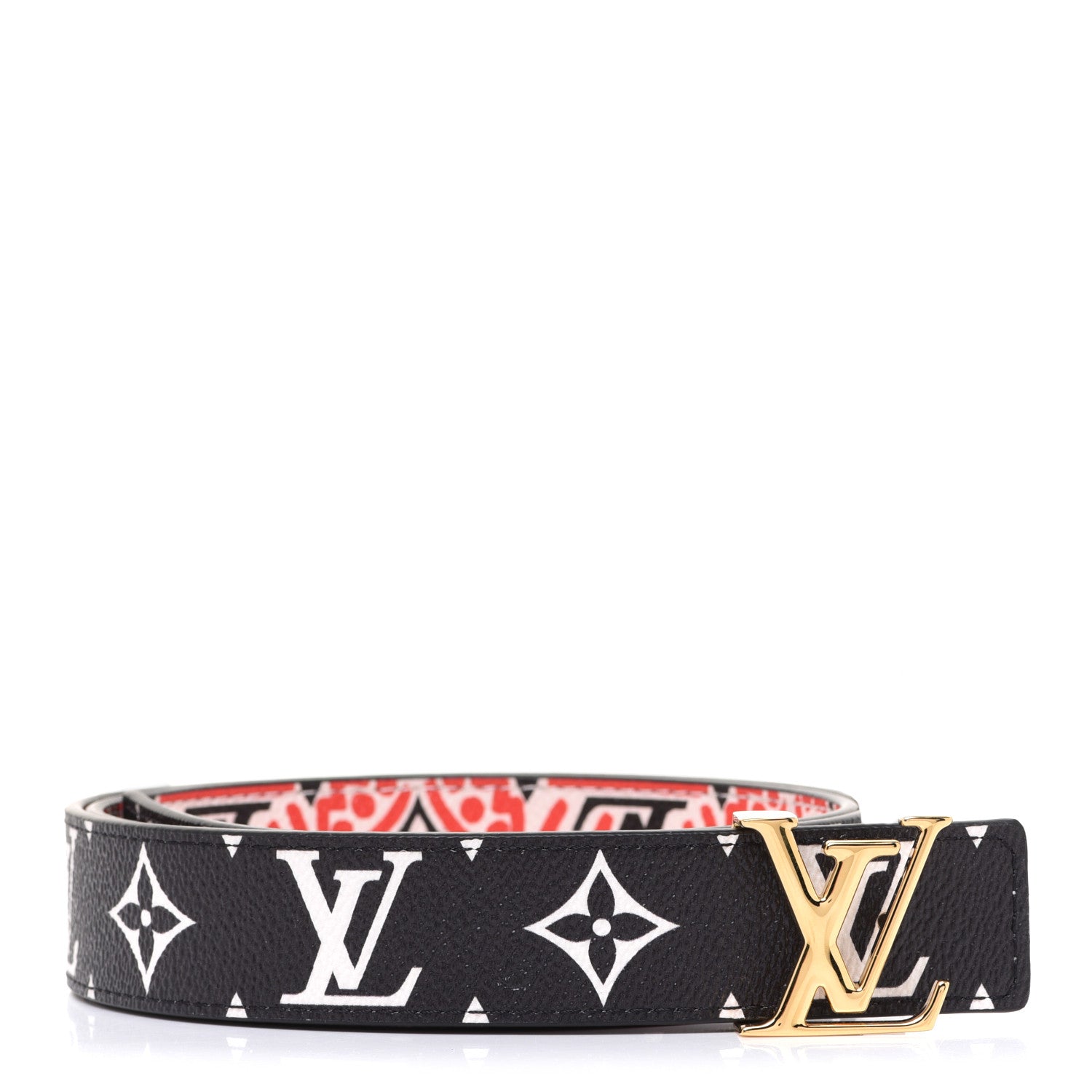Louis Vuitton Monogram Crafty 30mm Iconic Reversible Belt 85 34 Red Cream Black 2 of 4