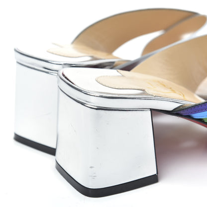 Christian Louboutin Metallic Calfskin Rainbow Arkenmule 55 Slide Sandals 38 Silver Multicolor 9 of 10