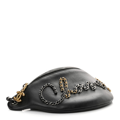 Chanel Calfskin Chain 20s Signe Waist Bag Black 4 of 15