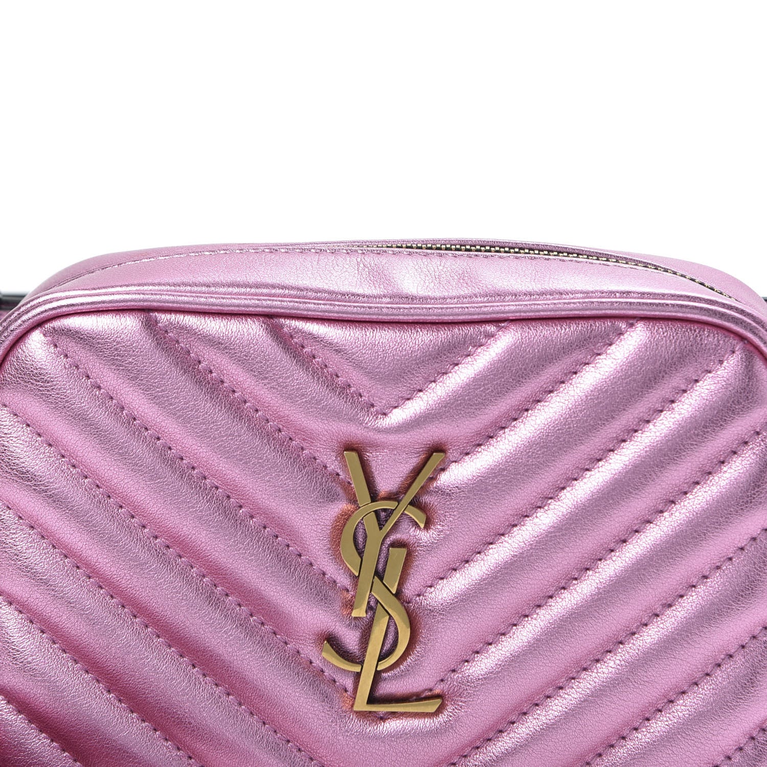 Saint Laurent Metallic Calfskin Matelasse Monogram Lou Belt Bag Vegas Pink 9 of 9