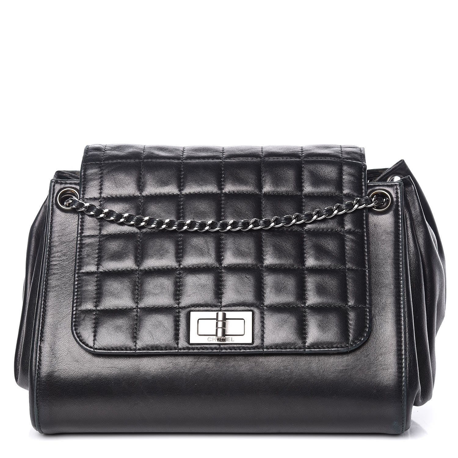 Chanel Lambskin Chocolate Bar Accordion Mademoiselle Flap Black 1 of 16