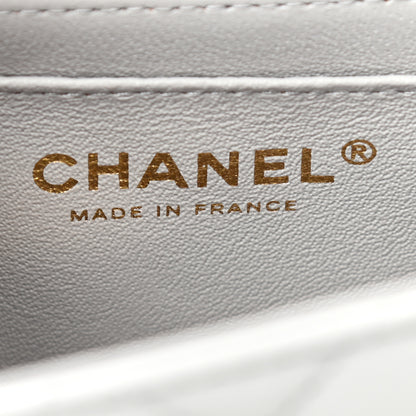 Chanel Lambskin Quilted Mini Top Handle Rectangular Flap Grey 5 of 11
