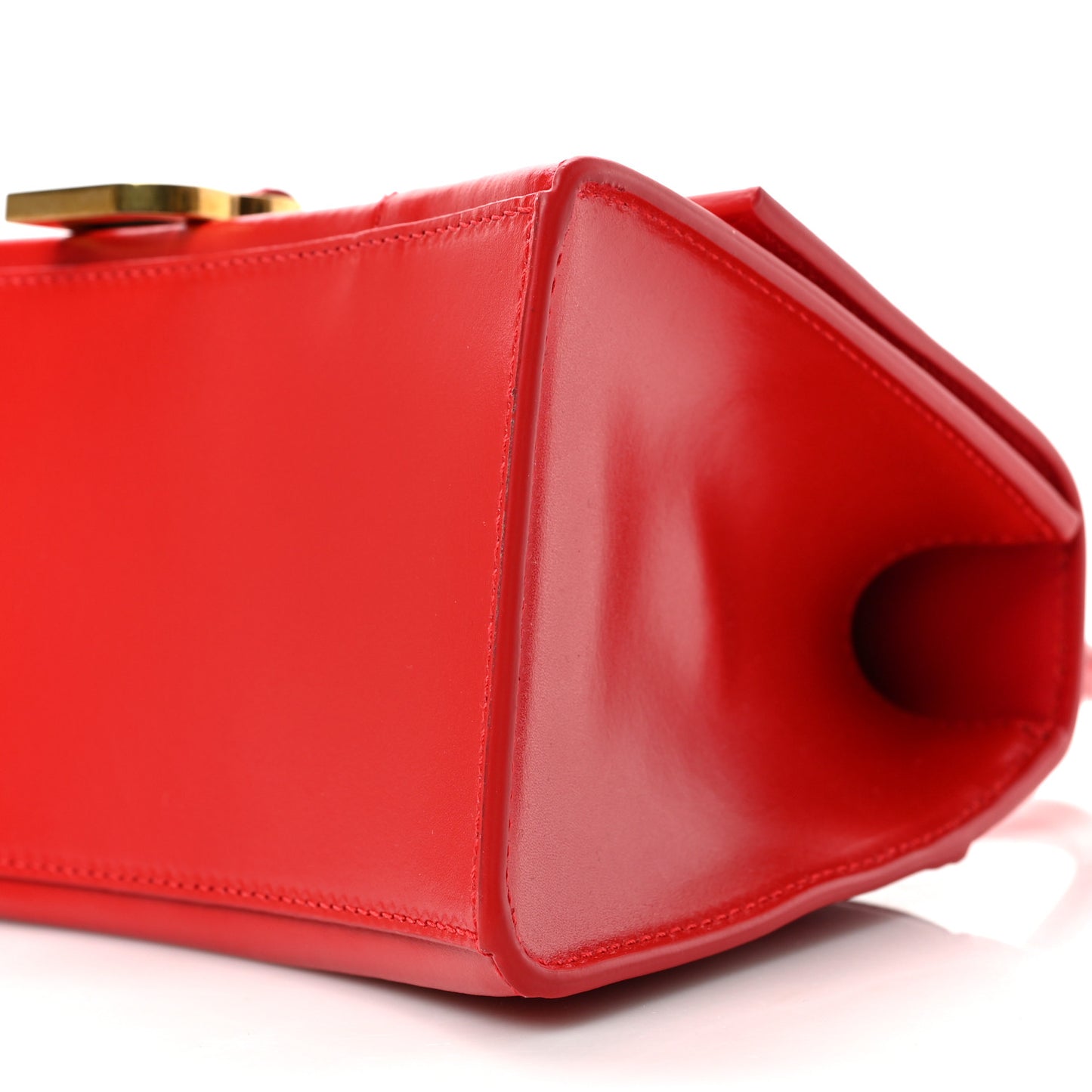 Shiny Box Calfskin Small Hourglass Top Handle Bag Bright Red