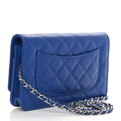 Chanel Lambskin Quilted Wallet On Chain WOC Blue 3 of 9