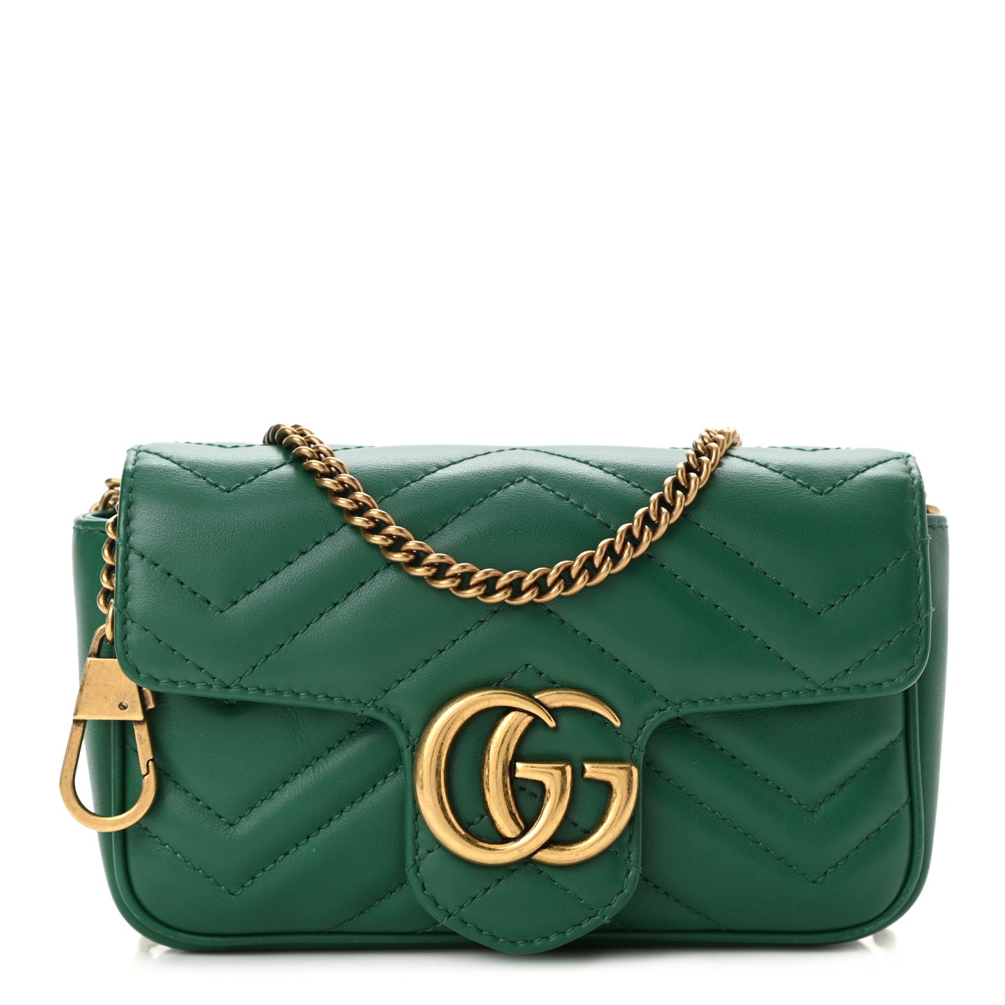 Calfskin Matelasse Super Mini GG Marmont Shoulder Bag Emerald Green