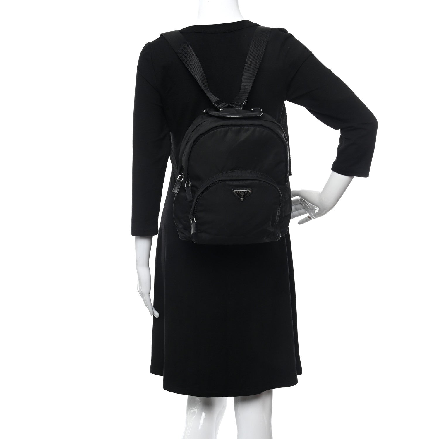 Prada Tessuto Nylon Medium Dome Backpack Black 2 of 15