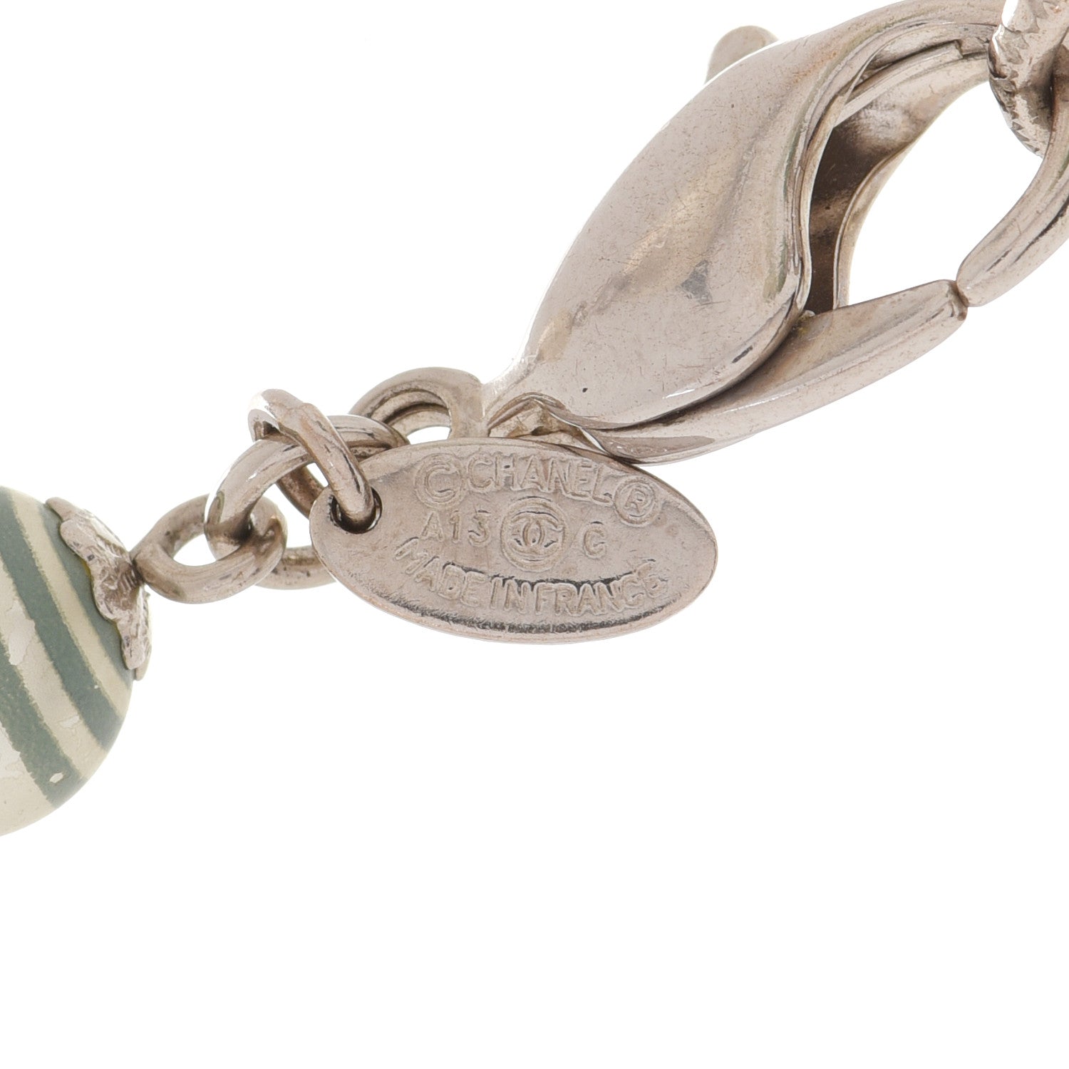 Chanel Enamel Pearl CC Bracelet Silver 4 of 5