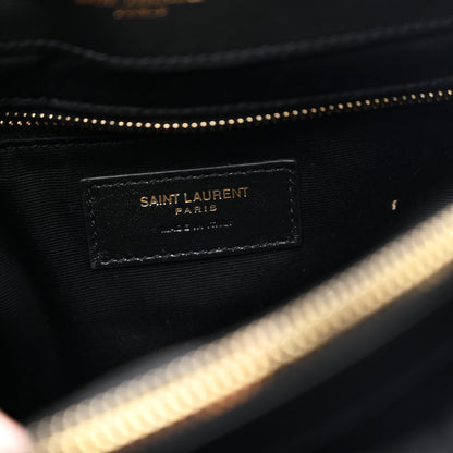 Saint Laurent Shearling Y Quilted Monogram Medium Loulou Chain Satchel Black 7 of 11