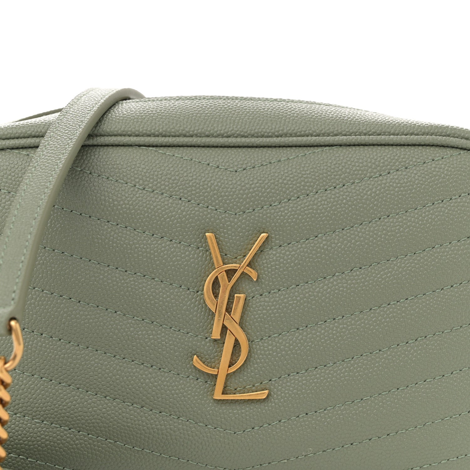 Saint Laurent Grain De Poudre Matelasse Monogram Mini Lou Camera Bag Light Sage 8 of 13