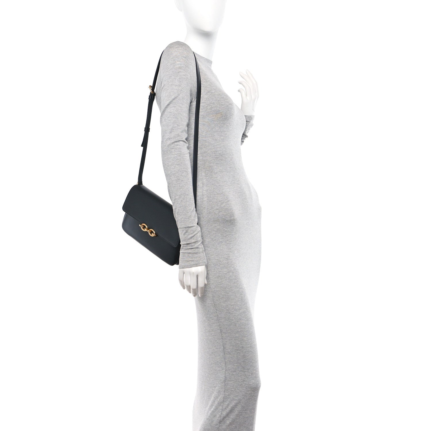 Saint Laurent Smooth Calfskin Le Maillon Satchel Black 2 of 14