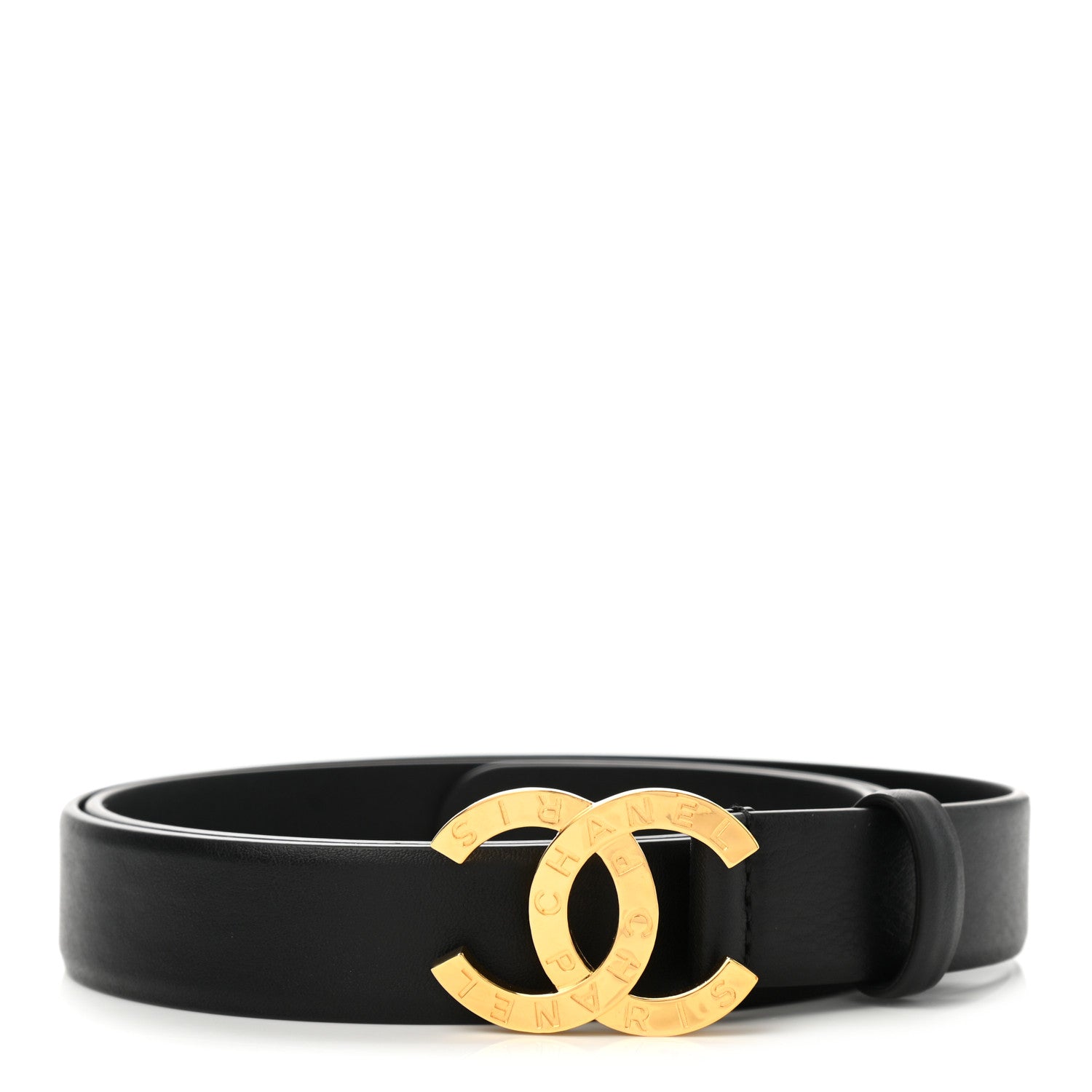 Chanel Calfskin Paris Button CC Belt 90 36 Black 1 of 8