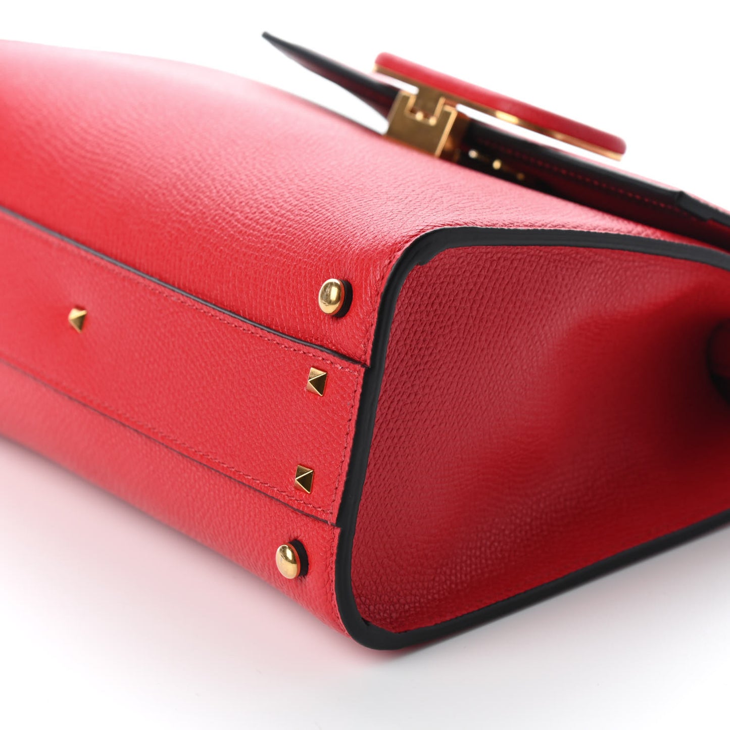 Grainy Calfskin Small VSling Top Handle Bag Rouge Pur Cerise