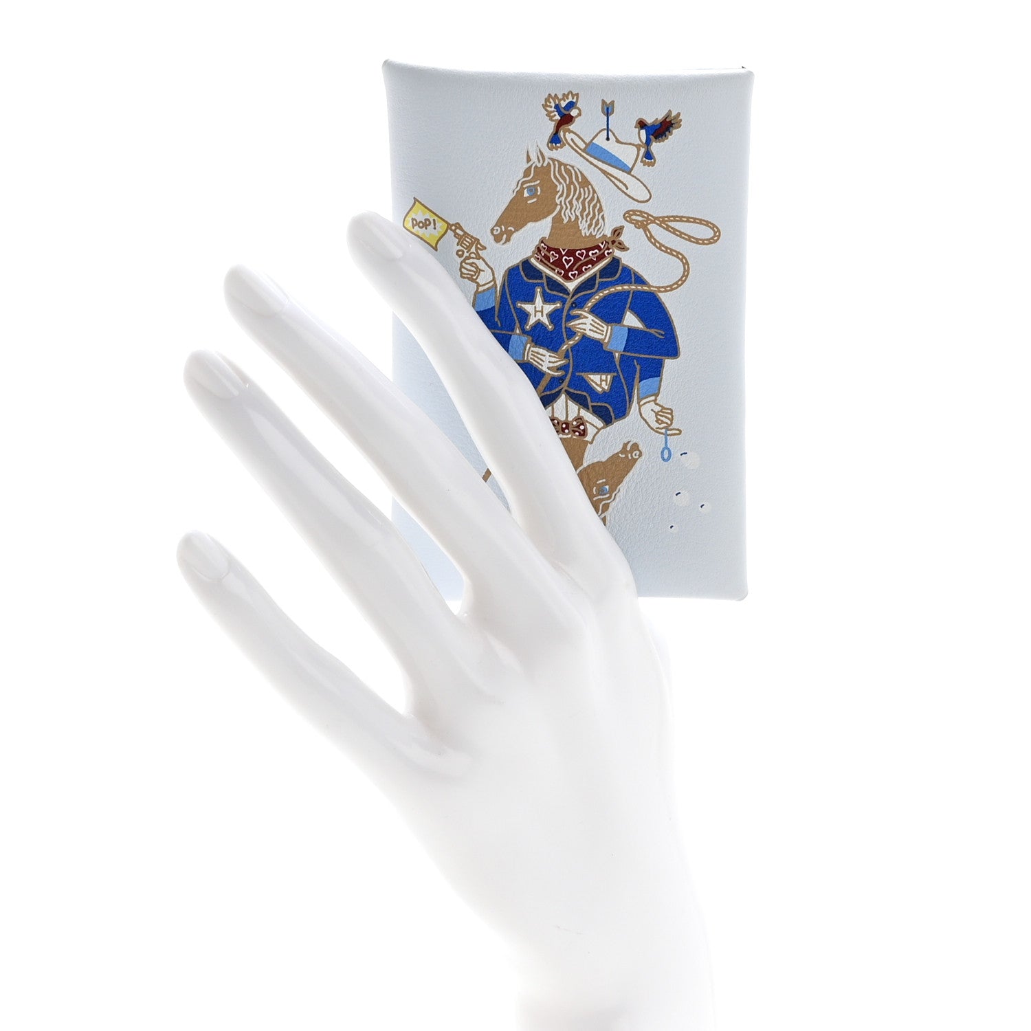 Hermes Swift Printed Cowboy Calvi Card Case Bleu Brume 2 of 8