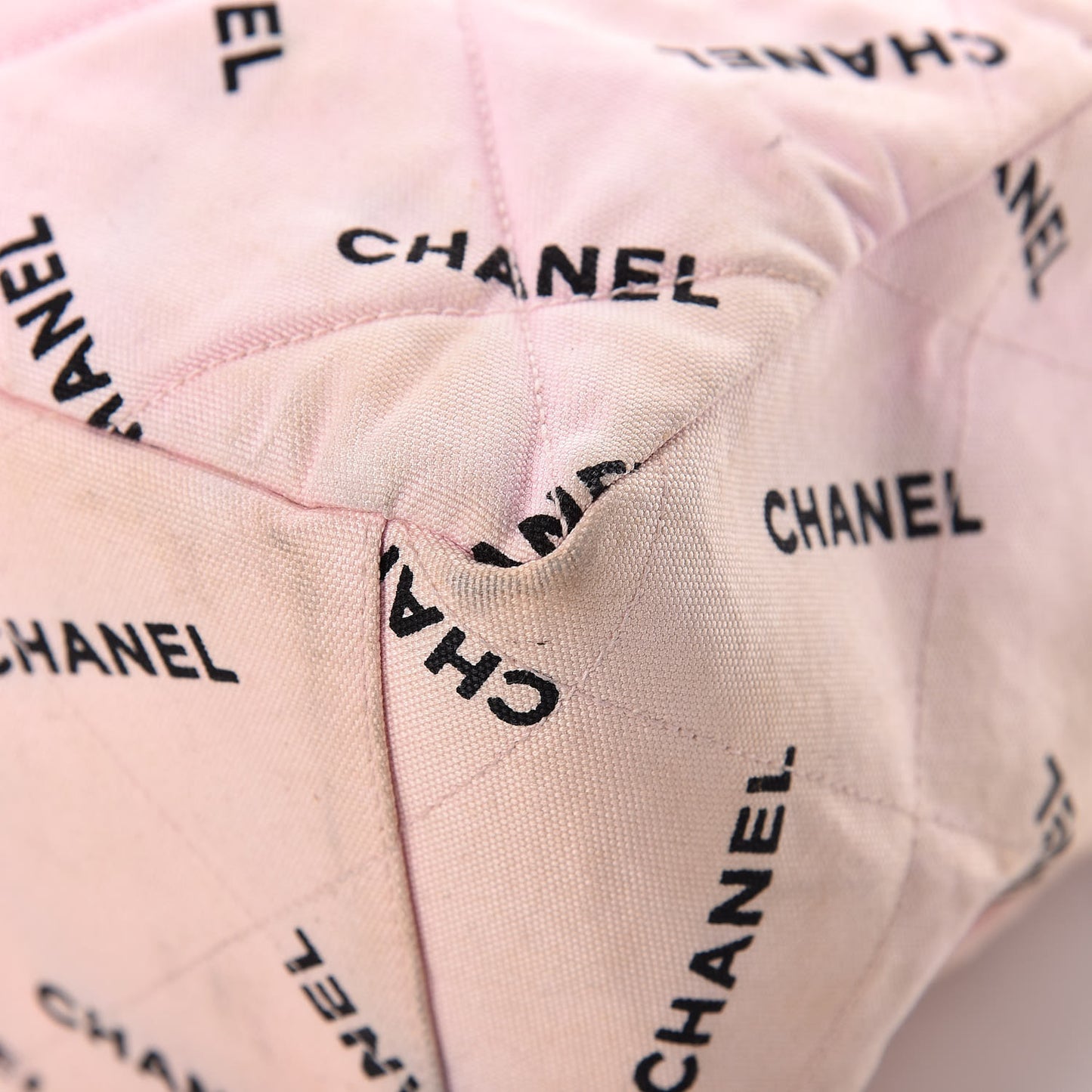 Canvas Quilted Printed Logo Tote Pink Black