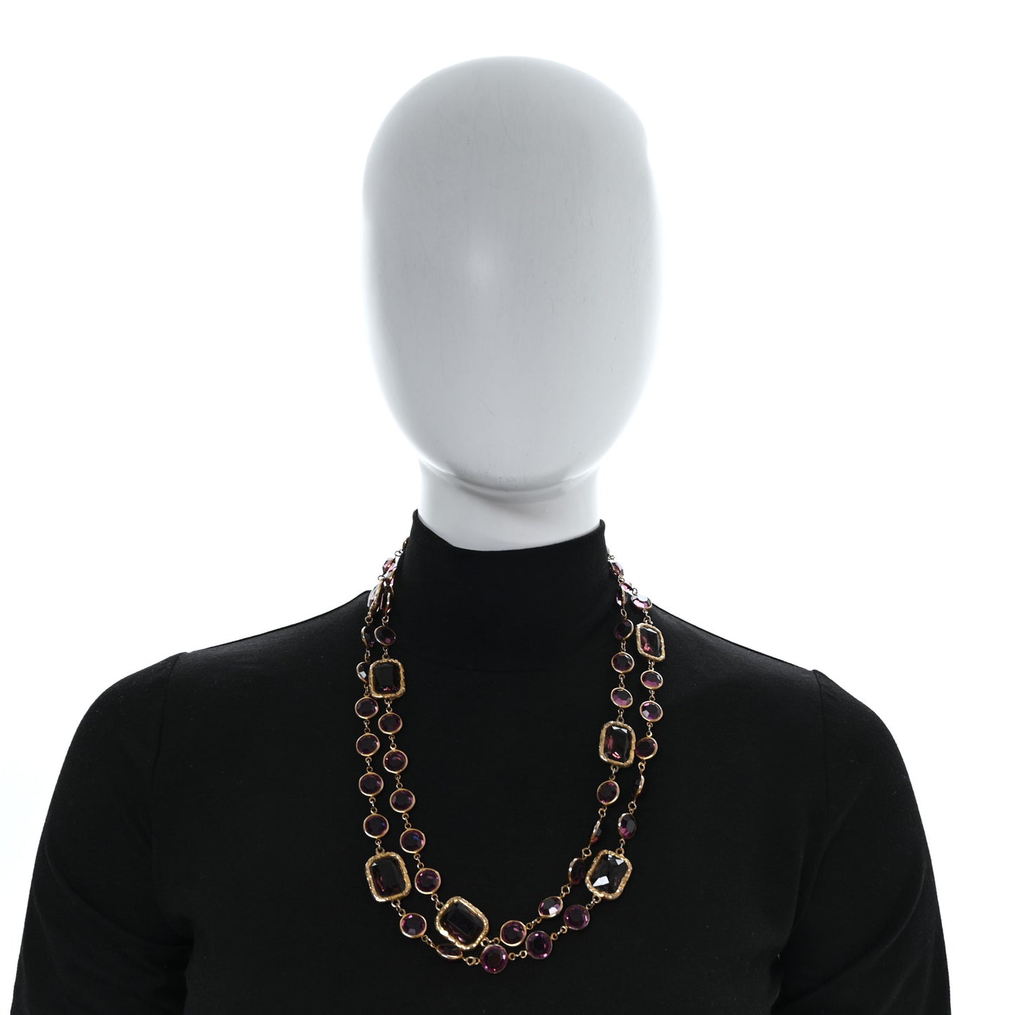 Swarovski Crystal Chicklet Sautoir Necklace Gold Pink