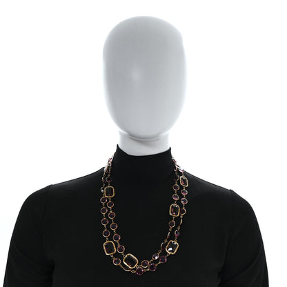 Chanel Swarovski Crystal Chicklet Sautoir Necklace Gold Pink 2 of 6