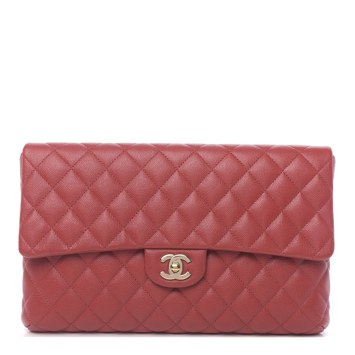 Chanel Caviar Quilted Flap Clutch Red 1 of 10